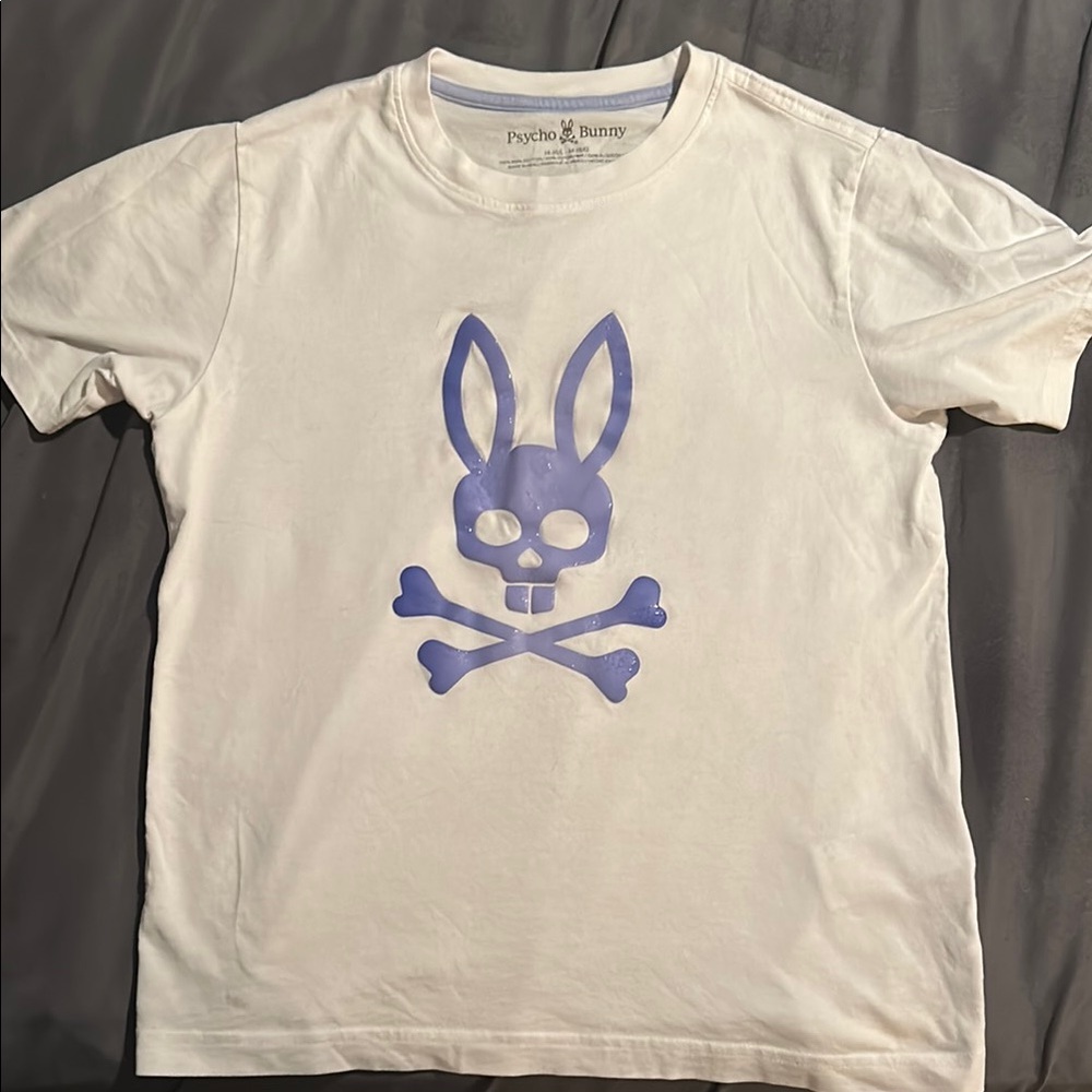 Psycho Bunny Kids White Tee with Purple Logo